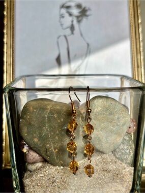Gold-Tone Amber Crystal Drop Earrings - Women's Jewelry